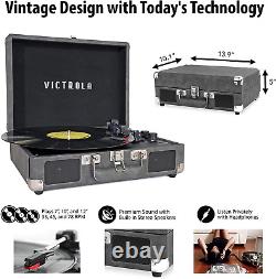 Victrola Vintage 3-Speed Bluetooth Portable Suitcase Record Player with Built-I