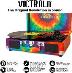 Victrola Vintage 3-Speed Bluetooth Portable Suitcase Record Player with Built-In