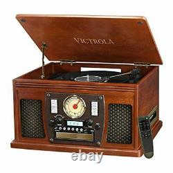 Victrola Vintage Bluetooth Record Player, 3-Speed Turntable, 8-in-1 Music Centre