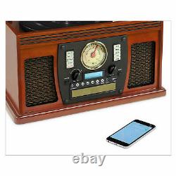 Victrola Wood 8-In-1 Nostalgic Bluetooth Record Player with 3-Speed Turntable