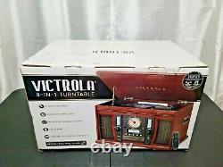 Victrola Wood 8-in-1 Nostalgic Bluetooth Record Player With USB Encoding-Mahogany