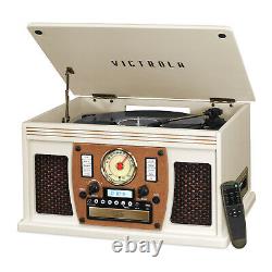 Victrola Wood 8-in-1 Nostalgic Bluetooth Record Player with Turntable White New