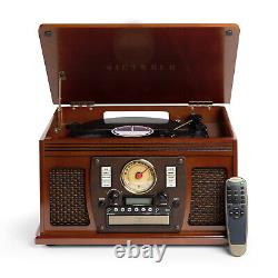 Victrola Wood 8-in-1 Nostalgic Bluetooth Record Player with USB Encoding