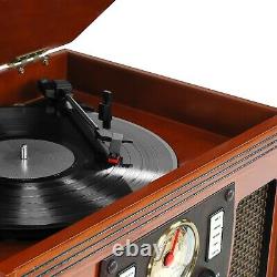 Victrola Wood 8-in-1 Nostalgic Bluetooth Record Player with USB Encoding and