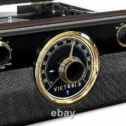 Victrola Wood Metropolitan Mid Century Modern Bluetooth Record Player with 3