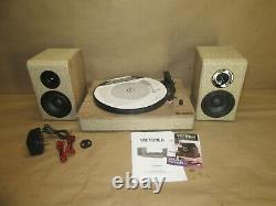 Victrola Wood and Linen Fabric Bluetooth Record Player with 3-Speed Turntable