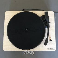 Victrola Wood and Linen Fabric Bluetooth Record Player with 3-Speed Turntable