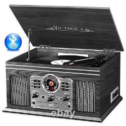 Victrola Wooden 6 in 1 Nostalgic Record Player Turntable Bluetooth Graphite CD