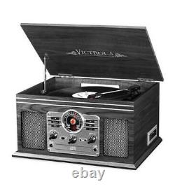 Victrola Wooden 6 in 1 Nostalgic Record Player Turntable Bluetooth Graphite CD