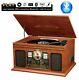 Victrola Wooden 6 In 1 Nostalgic Record Player Turntable Bluetooth Mahogany Cd