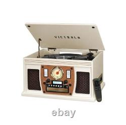 Victrola Wooden 8-in-1 Nostalgic Wood Record Player, Bluetooth USB, VTA-600B-WHT