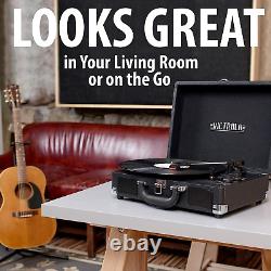 Vintage 3-Speed Bluetooth Portable Suitcase Record Player with Built-I