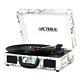 Vintage 3-speed Bluetooth Suitcase Turntable With Speakers, Retro Map Wireless