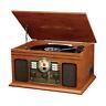 Vintage 6 In 1 Bluetooth Record Player 3 Speed Turntable Cd Cassette Fm Radio