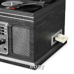 Vintage Record Player Speakers Mahogany Bluetooth Radio Classic CD Cassette