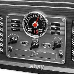Vintage Record Player Speakers Mahogany Bluetooth Radio Classic CD Cassette