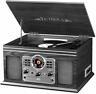 Vintage Record Player Speakers Mahogany Bluetooth Radio Classic Cd Cassette New