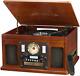 Vintage Style 8-in-1 Record Player & Bluetooth Speaker System Real Wood