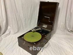 Vintage Victor Victrola Vv-50 Portable Hand Crank Phonograph Record Player Works