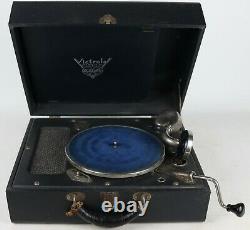 Vintage Victrola Phonograph Model 02 Black Suitcase Portable 1940s Record Player