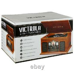 Vinyl Record Player 3-Speed Turntable CD Cassette FM Radio Bluetooth Retro AUX
