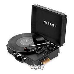 Vsc500btcblk Vinyl Suitcase Record Player With Cassette 14 X 11 X 5 Inches Black