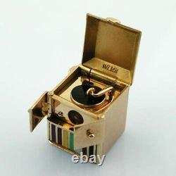 WL 14k Gold Victrola Record Player Phonograph Enamel Movable Vintage Charm