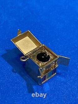 Walter Lampl 14K Gold & Enamel Victrola Record Player with Stanhope Viewer Charm