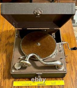 Watch Tower Wind Up Record Player Portable Phonograph Victrola WORKS GREAT