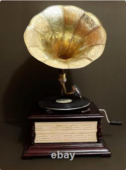 Wind up Re Quality Look Phonograph Regular Working Best Gramophone Vinyl Player