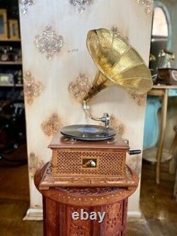 Wooden HMV Gramophone Fully Functional working Fhonograpf, win-up record player