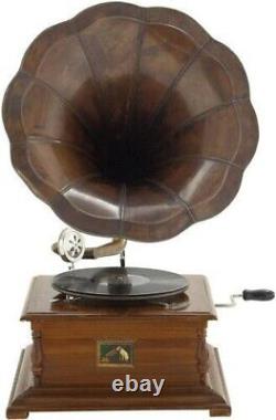 Working Gramophone Phonograph Antique Look functional Model-Brass Gramophone