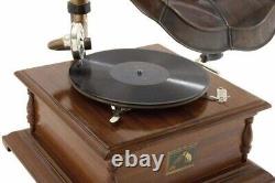 Working Gramophone-Phonograph Antique Look functional-Replica Model-Brass Horn